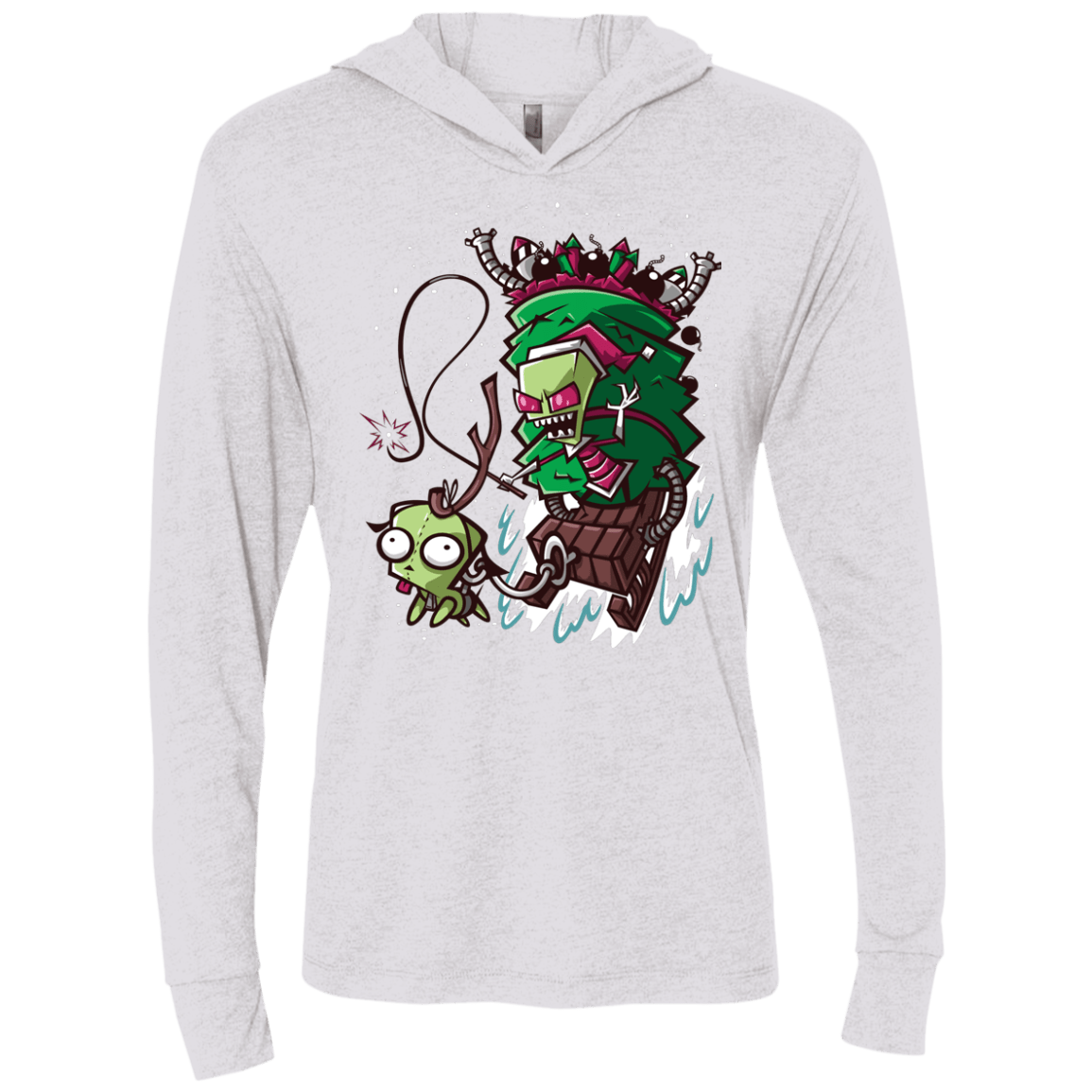 T-Shirts Heather White / X-Small Zim Stole Christmas Triblend Long Sleeve Hoodie Tee