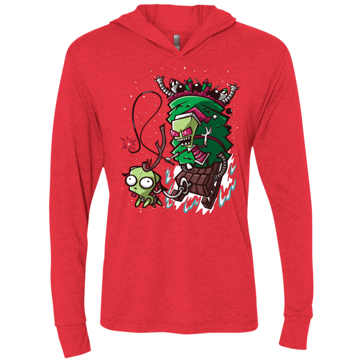 T-Shirts Vintage Red / X-Small Zim Stole Christmas Triblend Long Sleeve Hoodie Tee