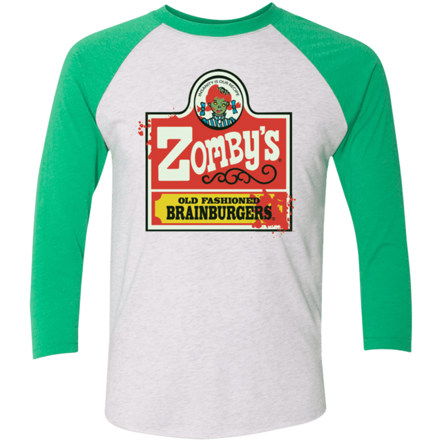 T-Shirts Heather White/Envy / X-Small zombys Men's Triblend 3/4 Sleeve