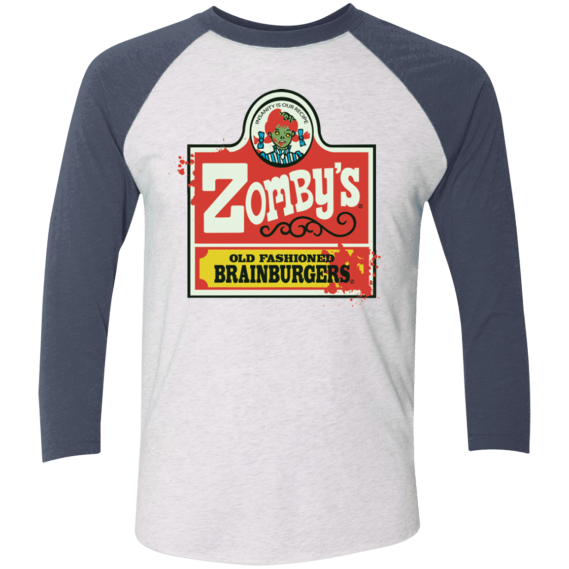T-Shirts Heather White/Indigo / X-Small zombys Men's Triblend 3/4 Sleeve