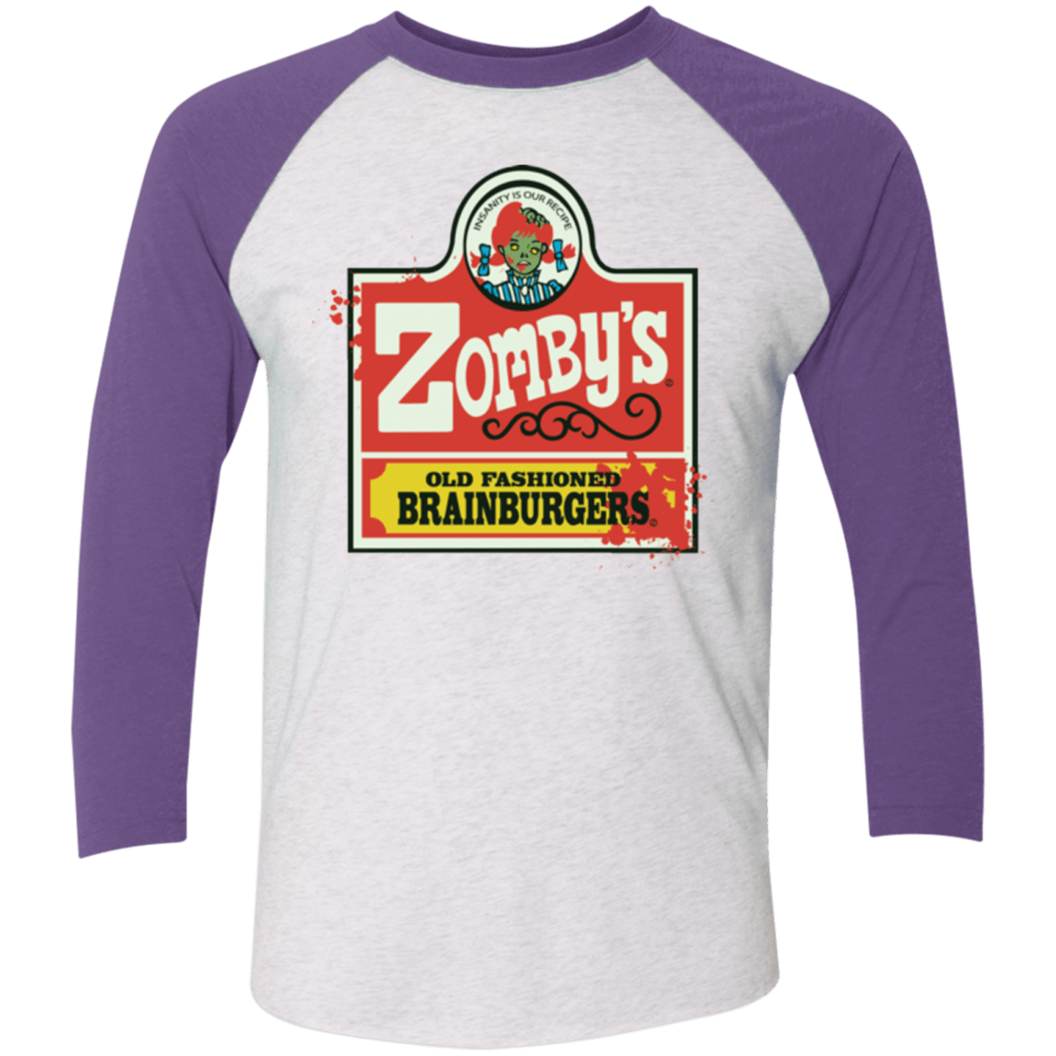 T-Shirts Heather White/Purple Rush / X-Small zombys Men's Triblend 3/4 Sleeve