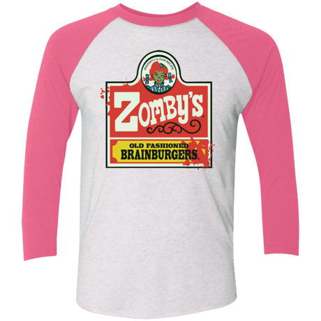 T-Shirts Heather White/Vintage Pink / X-Small zombys Men's Triblend 3/4 Sleeve