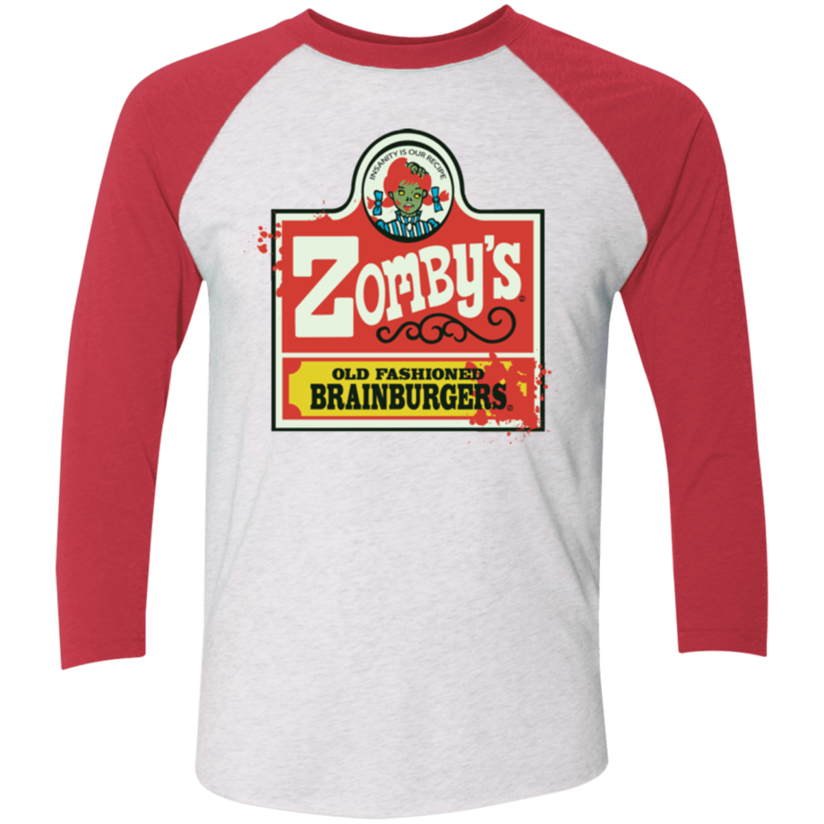 T-Shirts Heather White/Vintage Red / X-Small zombys Men's Triblend 3/4 Sleeve