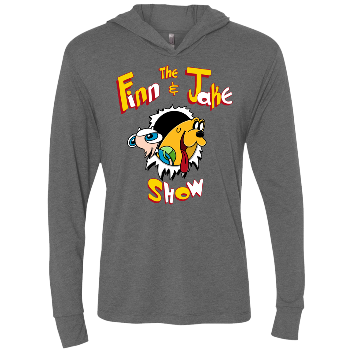 The Finn and Jake Show Triblend Long Sleeve Hoodie Tee