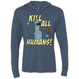 The Button Friends Triblend Long Sleeve Hoodie Tee