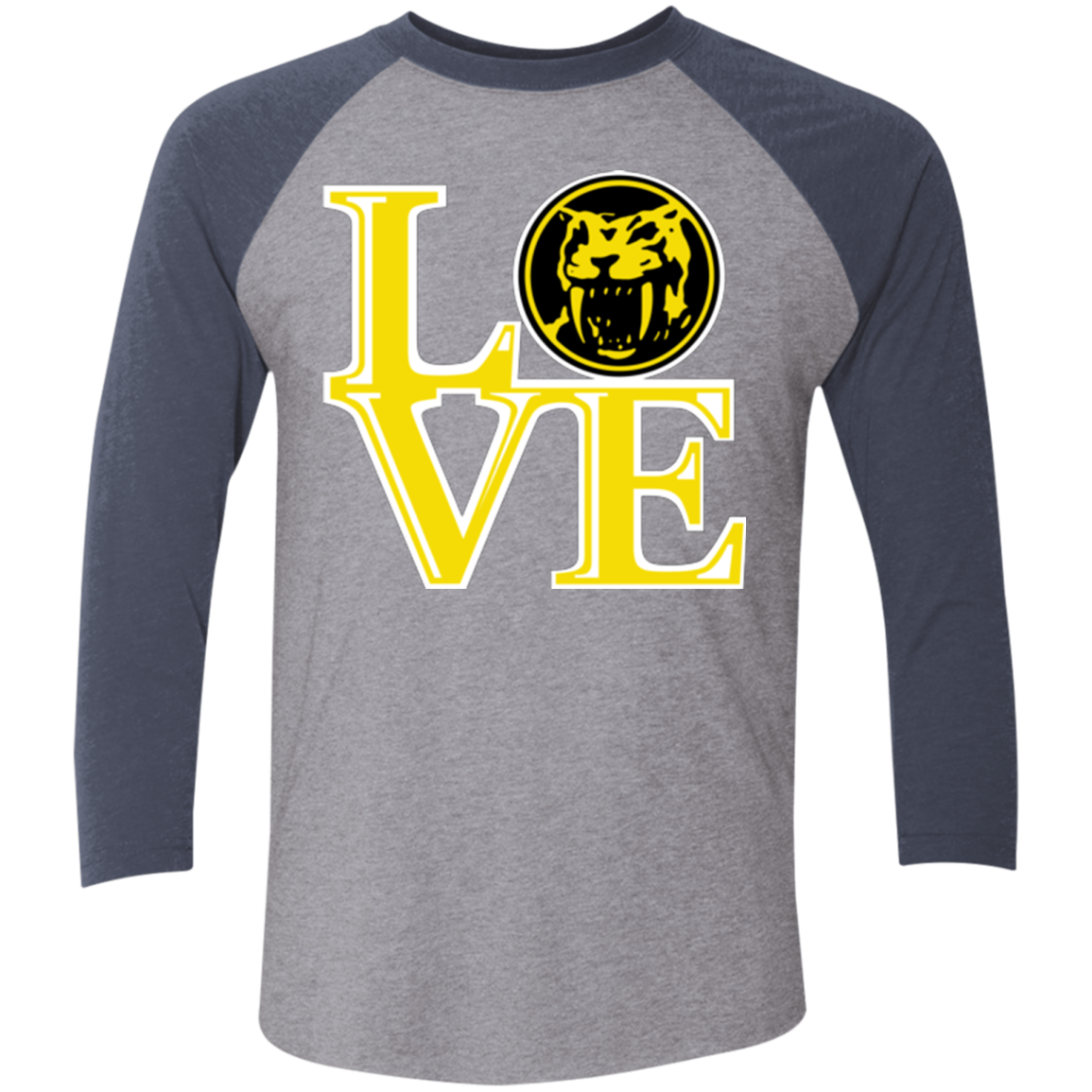 Yellow Ranger LOVE Men's Triblend 3/4 Sleeve