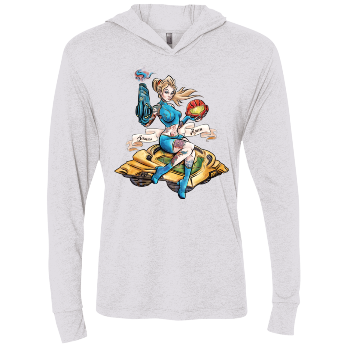 PINUP SAMUS Triblend Long Sleeve Hoodie Tee