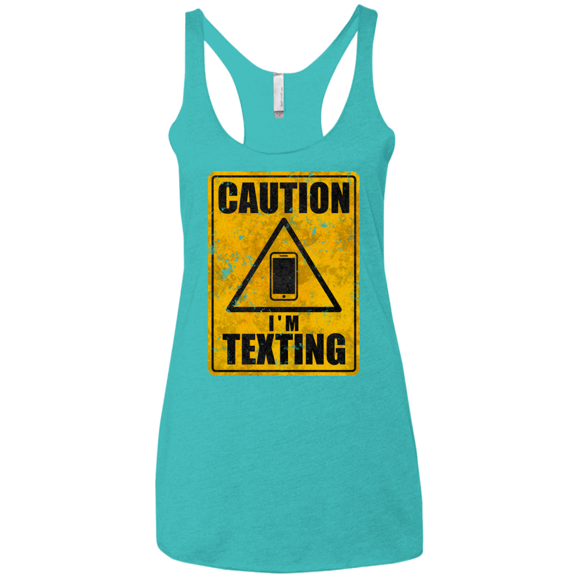 Caution I'm Texting Women's Triblend Racerback Tank