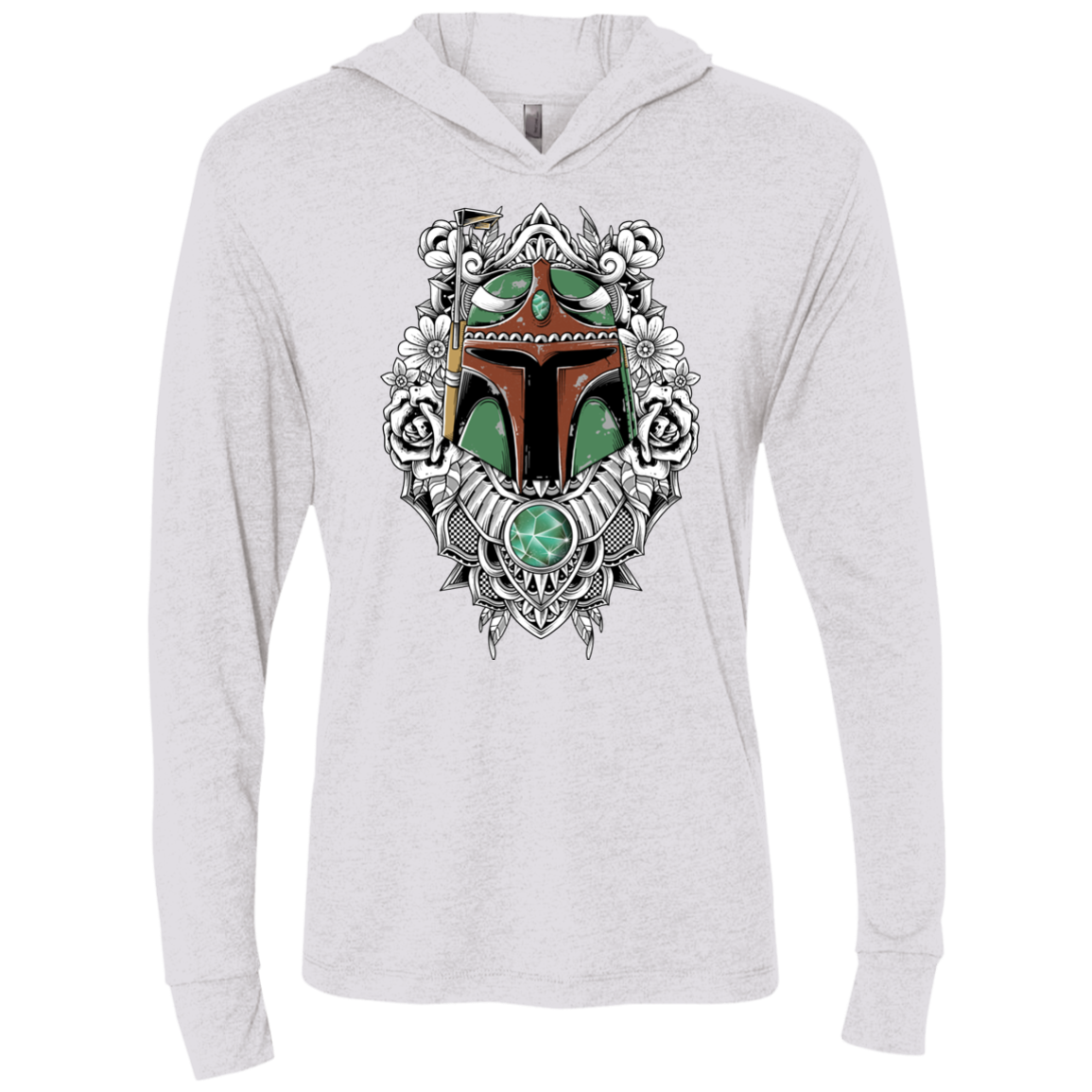 Mandalorian Warrior Triblend Long Sleeve Hoodie Tee