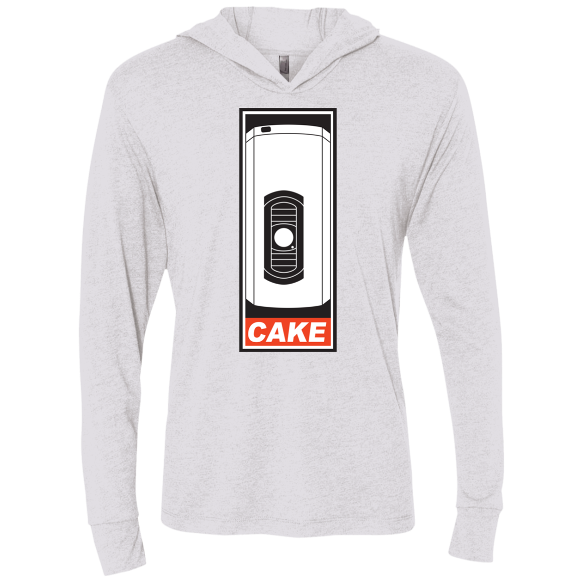 Cake is a Lie Triblend Long Sleeve Hoodie Tee