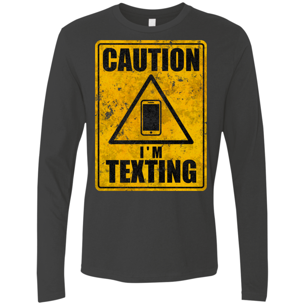 Caution I'm Texting Men's Premium Long Sleeve
