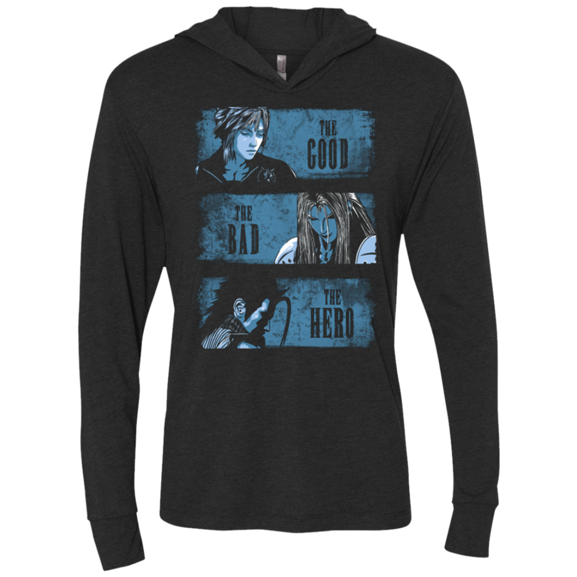 The Good the Bad and the Hero Triblend Long Sleeve Hoodie Tee