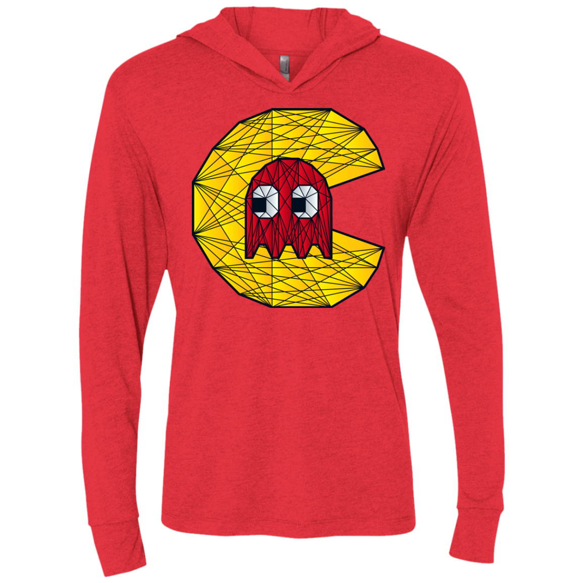 Poly Pac Man Triblend Long Sleeve Hoodie Tee