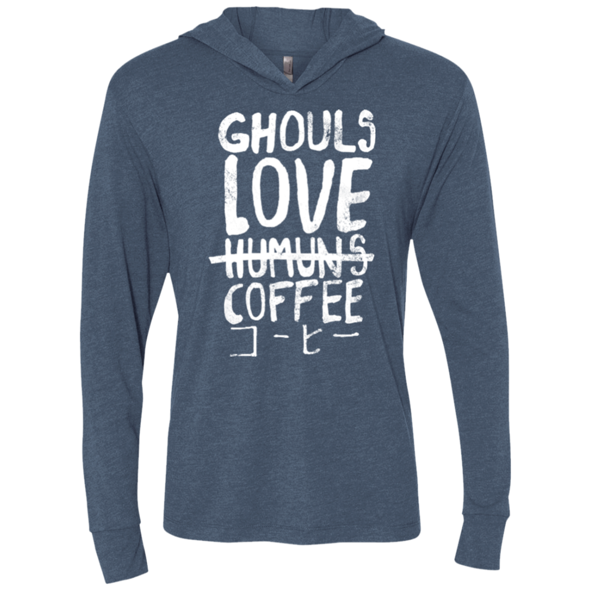 Ghouls Love Coffee Triblend Long Sleeve Hoodie Tee