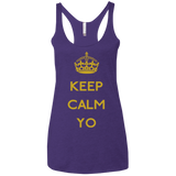Keep Calm Yo Women's Triblend Racerback Tank
