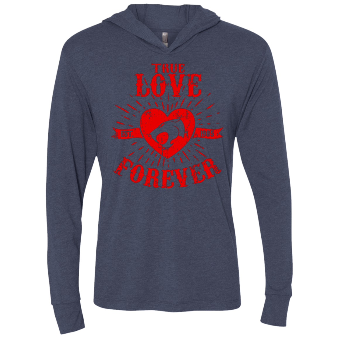 True Love Forever Thunder Triblend Long Sleeve Hoodie Tee