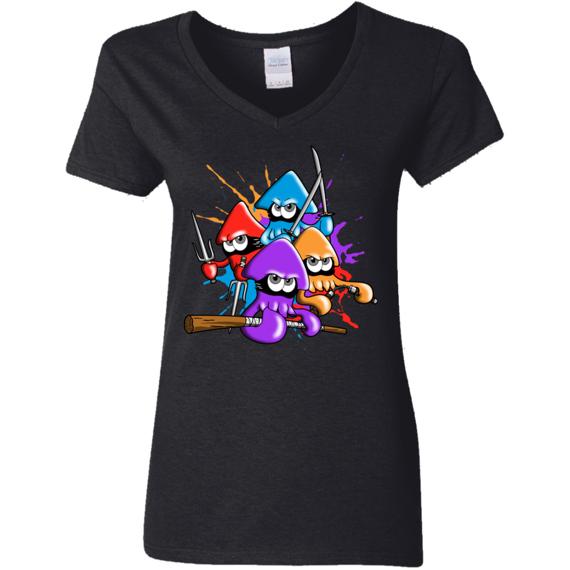 Teenage Mutant Ninja Squids Women's V-Neck T-Shirt