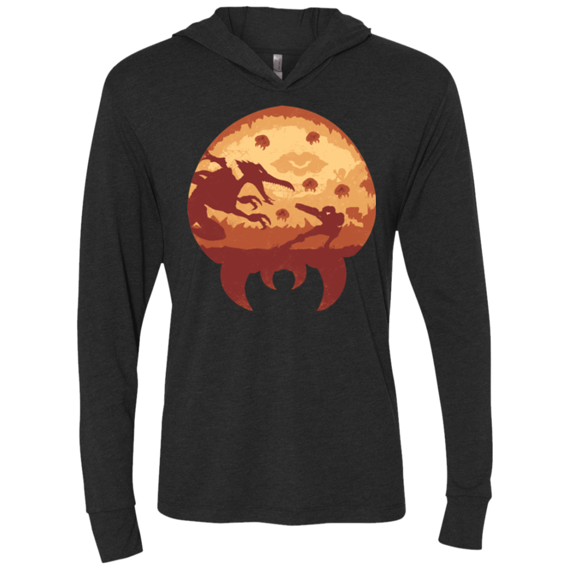 Escape from Zebes Triblend Long Sleeve Hoodie Tee