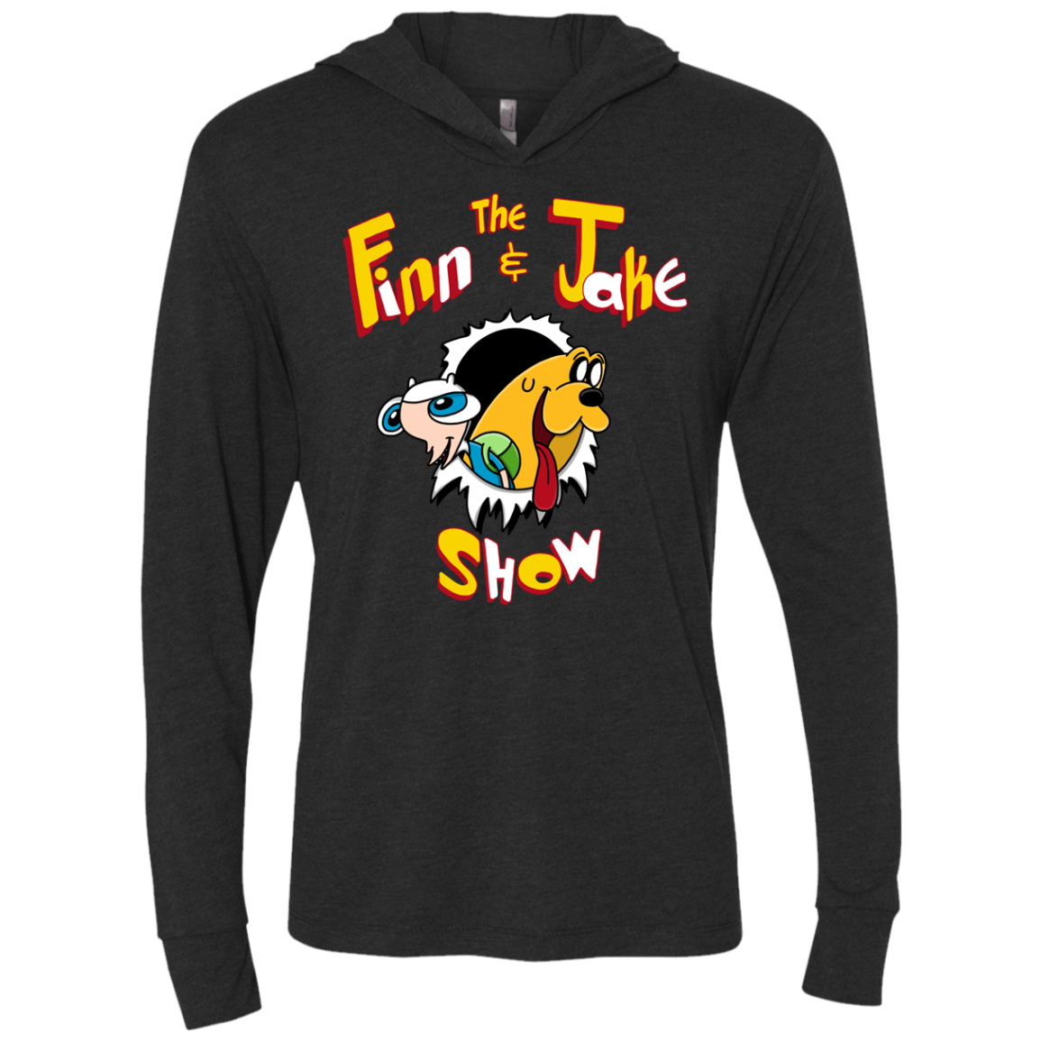 The Finn and Jake Show Triblend Long Sleeve Hoodie Tee