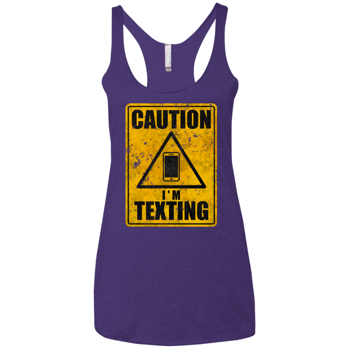 Caution I'm Texting Women's Triblend Racerback Tank