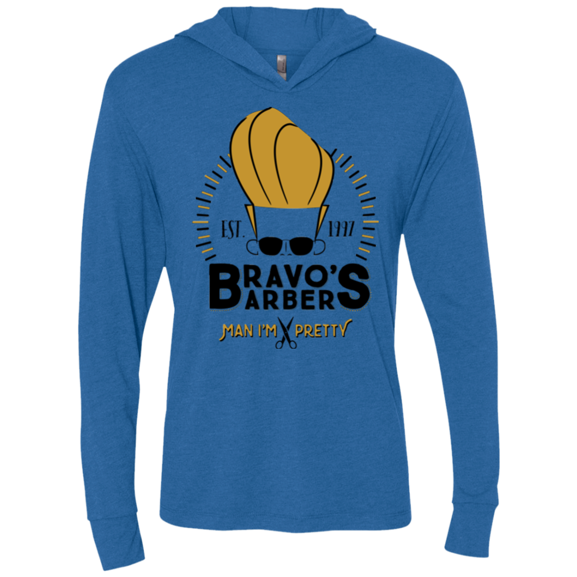 Bravos Barbers Triblend Long Sleeve Hoodie Tee