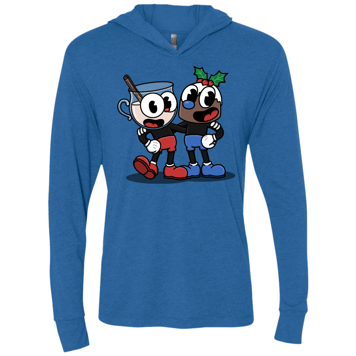 Eggnoghead and Puddingman Triblend Long Sleeve Hoodie Tee