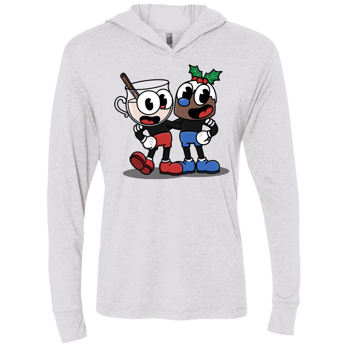 Eggnoghead and Puddingman Triblend Long Sleeve Hoodie Tee