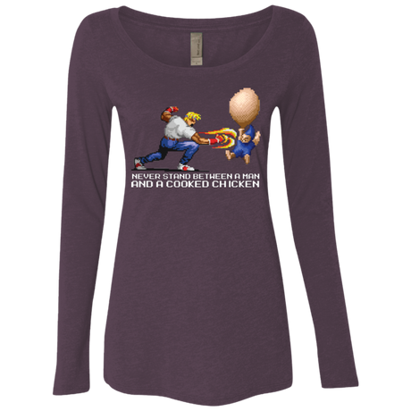 Never Stand Between A Man And A Cooked Chicken Women's Triblend Long Sleeve Shirt