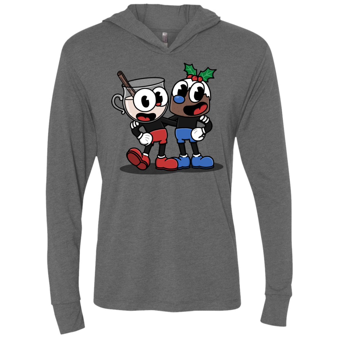 Eggnoghead and Puddingman Triblend Long Sleeve Hoodie Tee