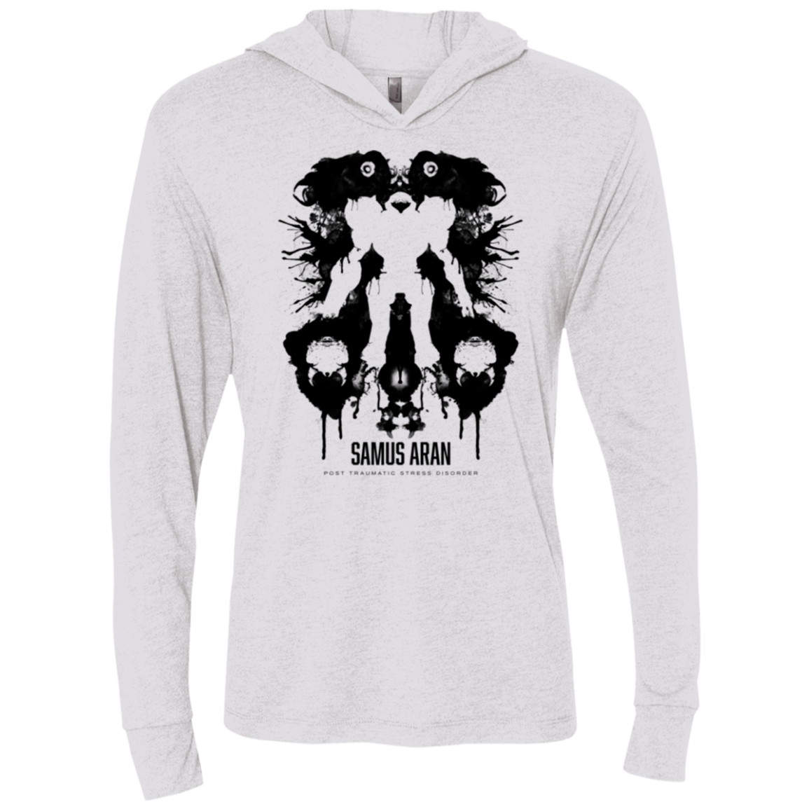 Samus Ink Blot Triblend Long Sleeve Hoodie Tee