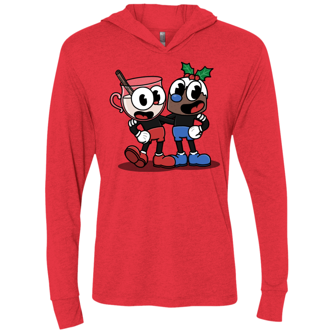 Eggnoghead and Puddingman Triblend Long Sleeve Hoodie Tee