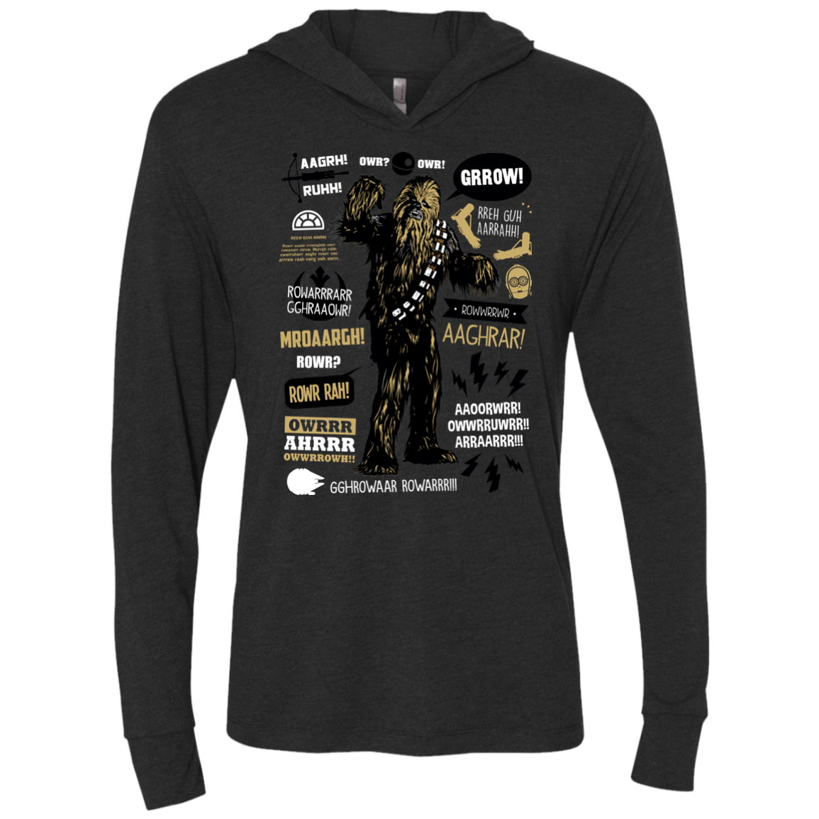 Wookie Famous Quotes Triblend Long Sleeve Hoodie Tee