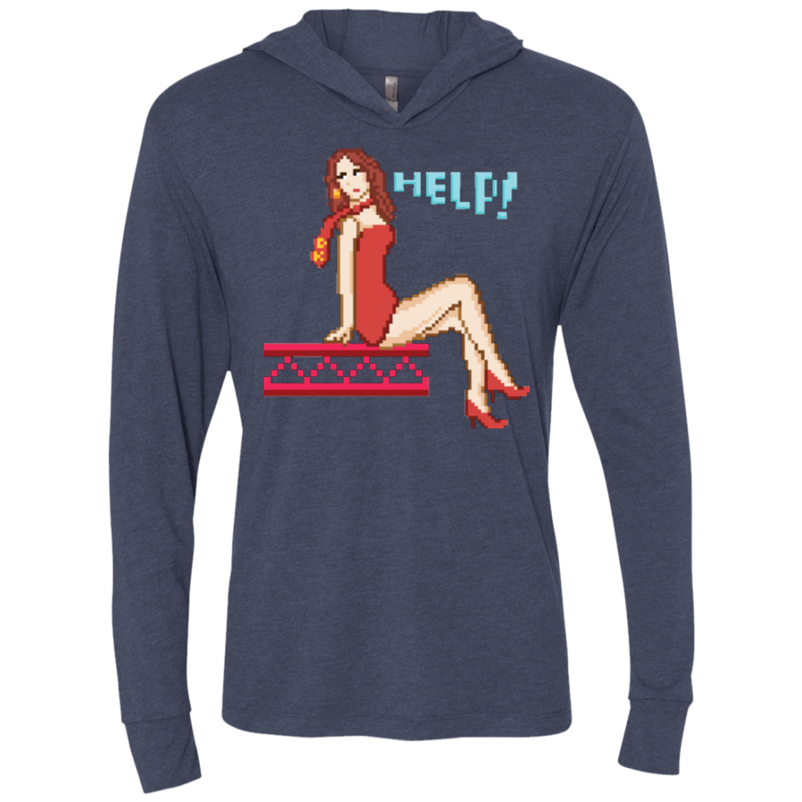 Pixel Pinup Pauline Triblend Long Sleeve Hoodie Tee