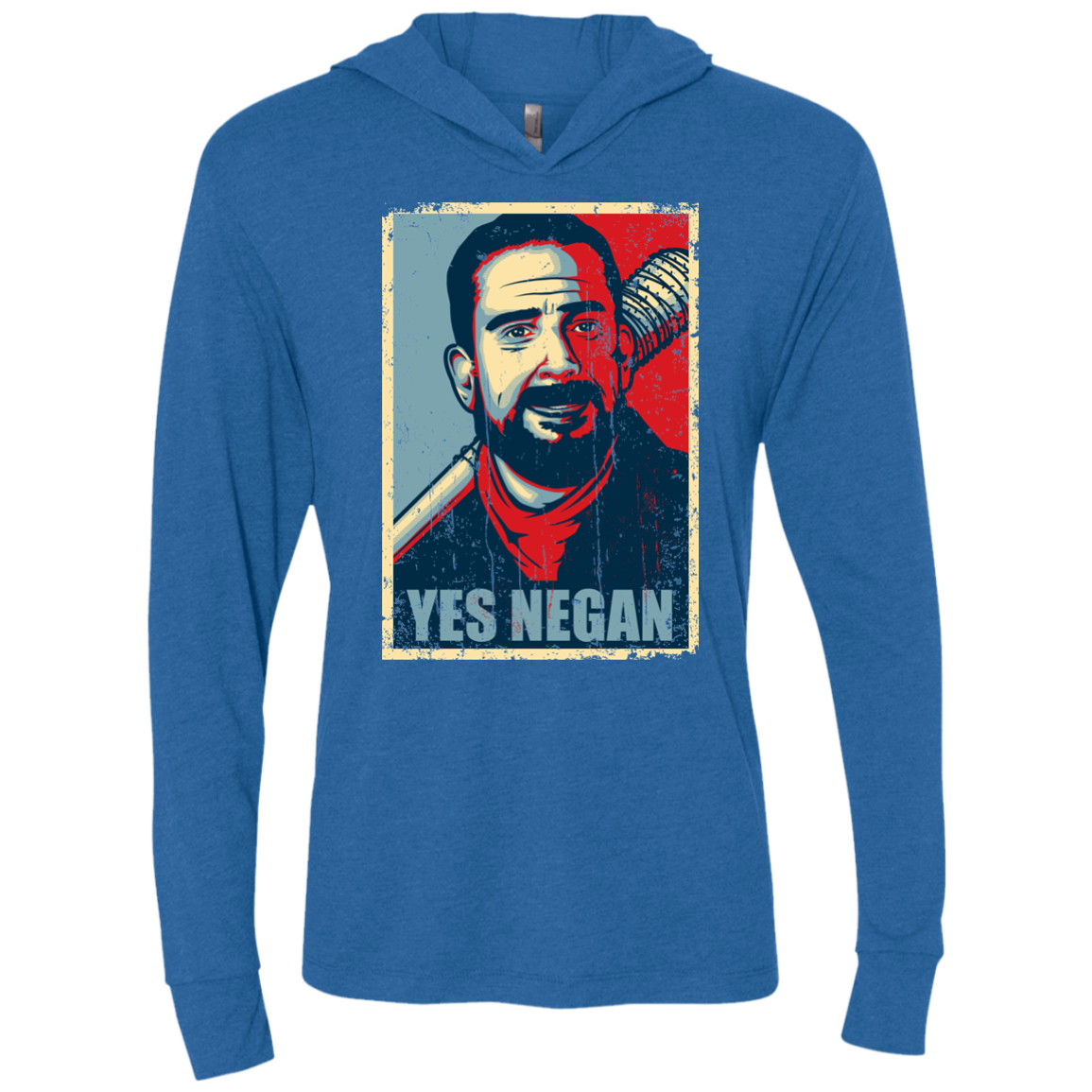 Yes Negan Triblend Long Sleeve Hoodie Tee