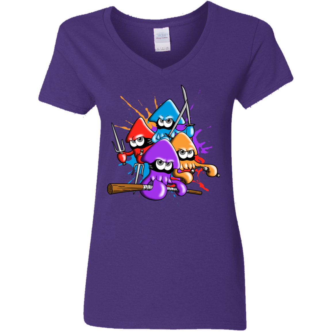 Teenage Mutant Ninja Squids Women's V-Neck T-Shirt