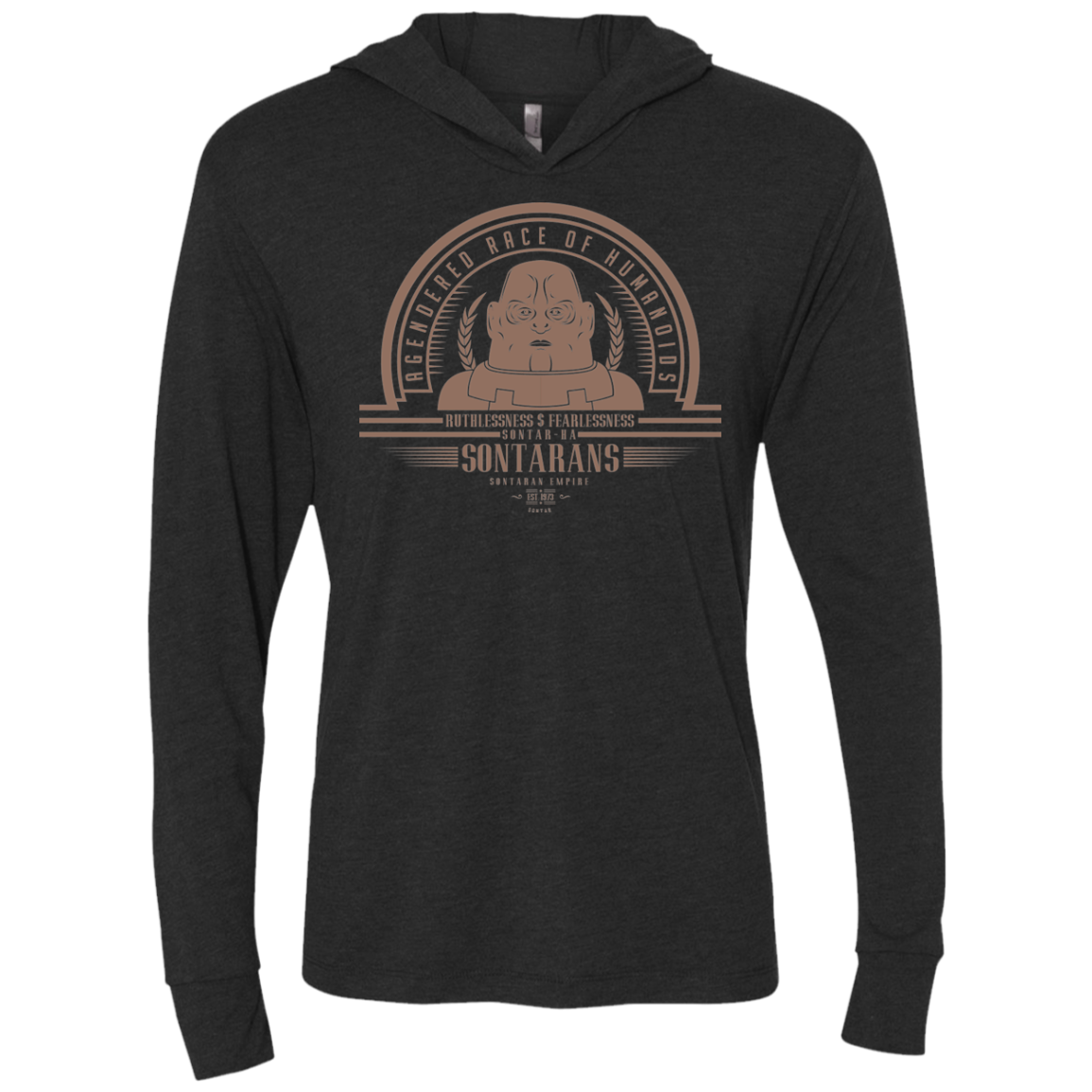 Who Villains Sontarans Triblend Long Sleeve Hoodie Tee