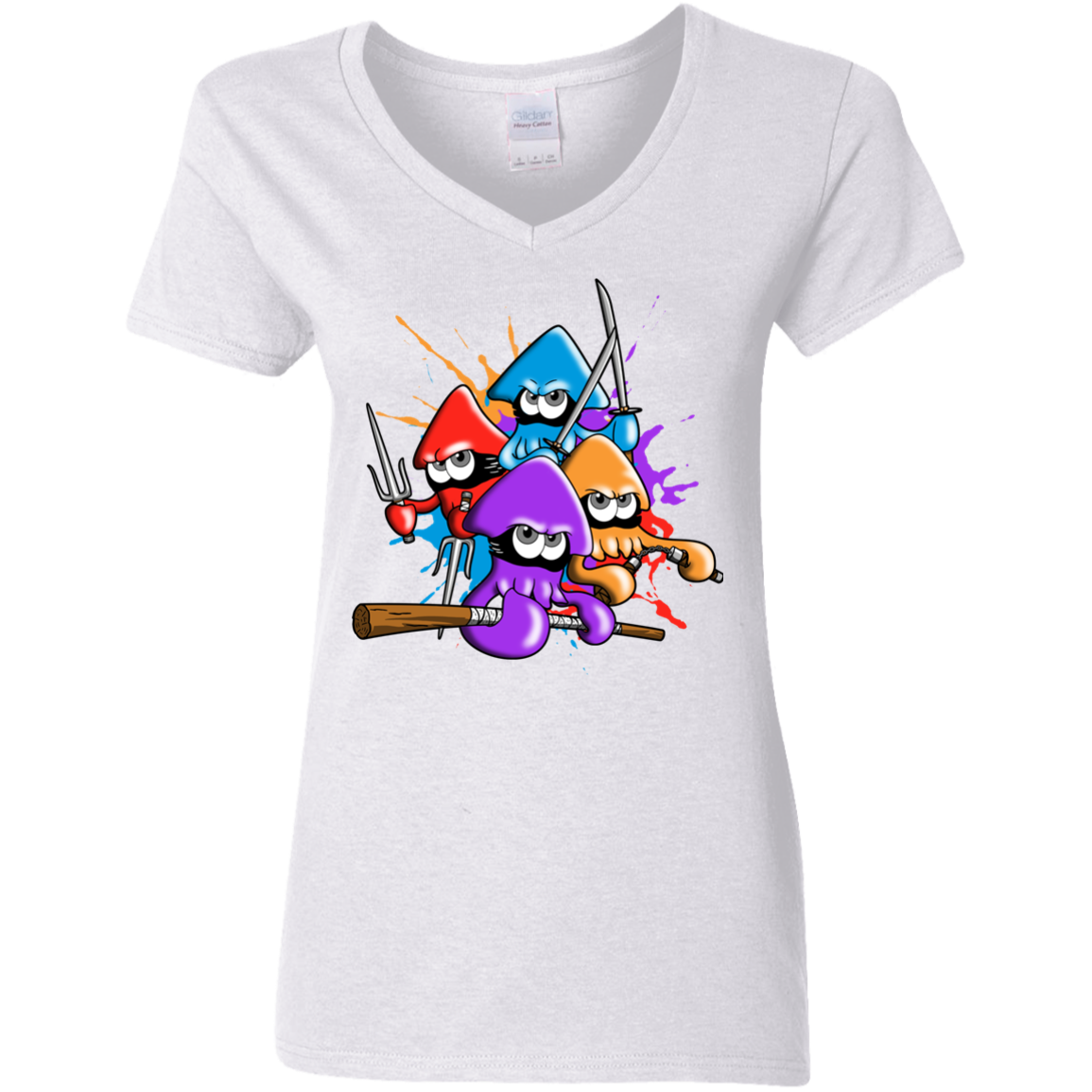 Teenage Mutant Ninja Squids Women's V-Neck T-Shirt