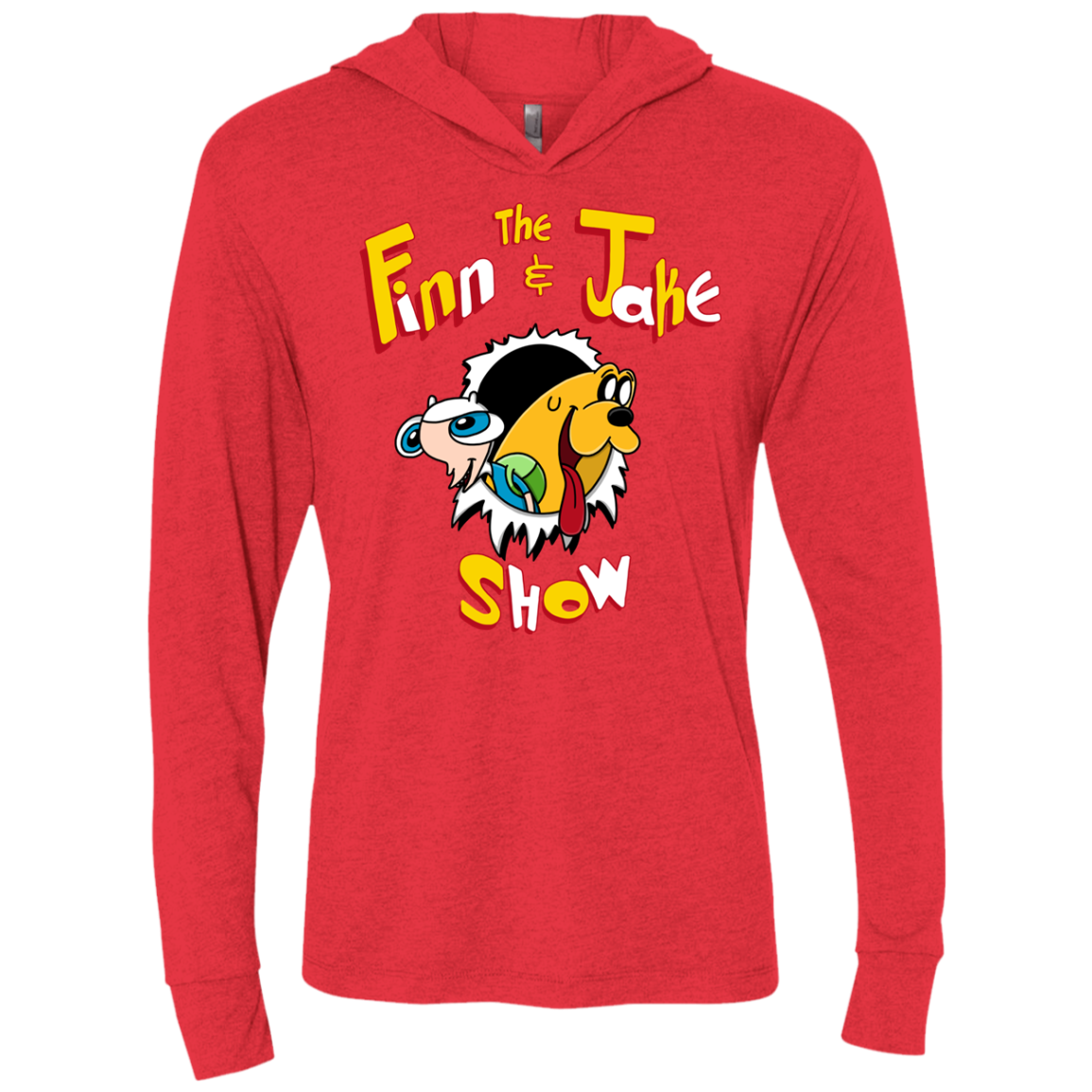 The Finn and Jake Show Triblend Long Sleeve Hoodie Tee