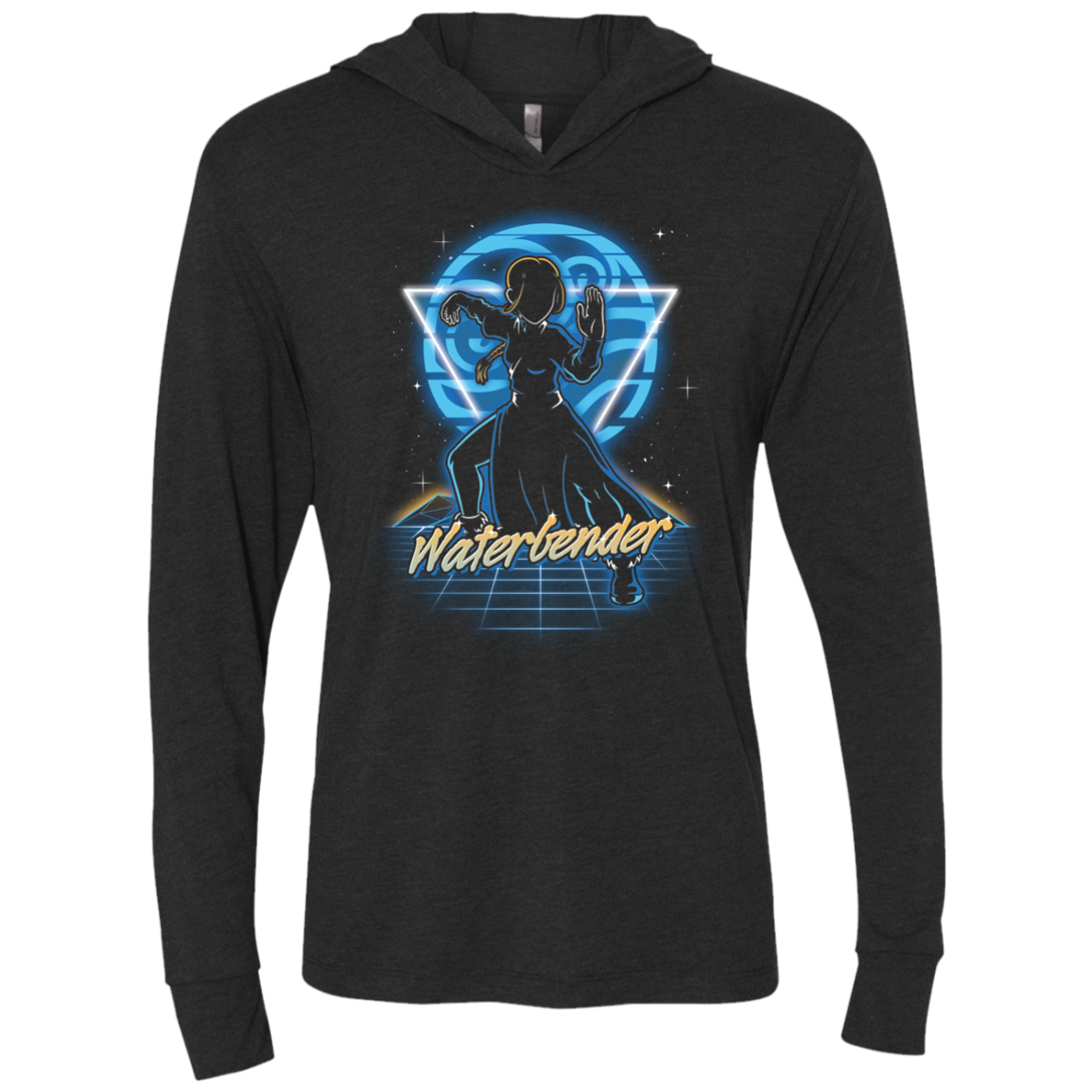 Retro Waterbender Triblend Long Sleeve Hoodie Tee