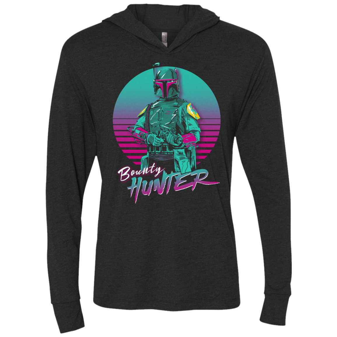 Retro Bounty Hunter Triblend Long Sleeve Hoodie Tee