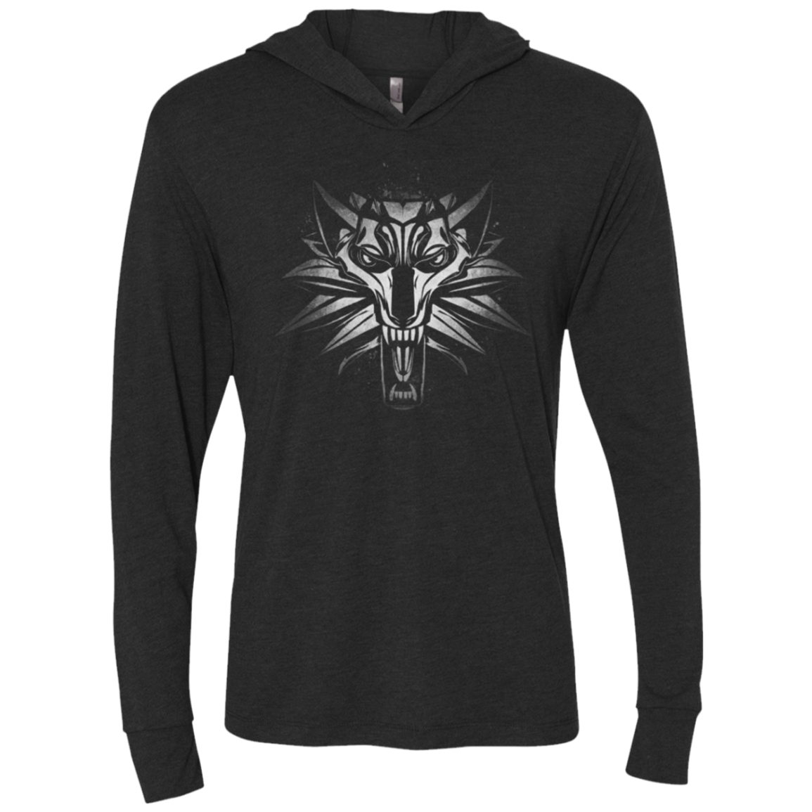 Graffiti White Wolf Triblend Long Sleeve Hoodie Tee