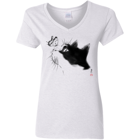 Curious Cat Women's V-Neck T-Shirt