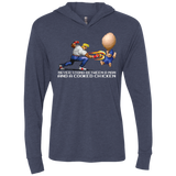 Never Stand Between A Man And A Cooked Chicken Triblend Long Sleeve Hoodie Tee