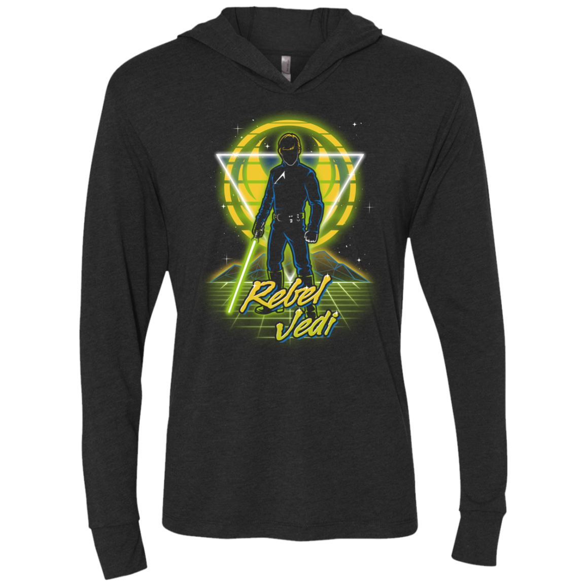 Retro Rebel Jedi Triblend Long Sleeve Hoodie Tee