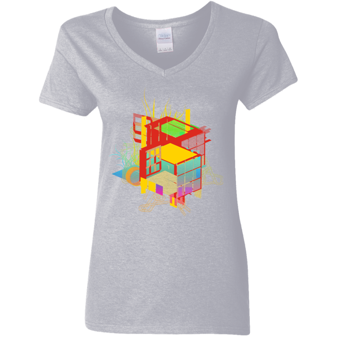 Rubik's Building Women's V-Neck T-Shirt