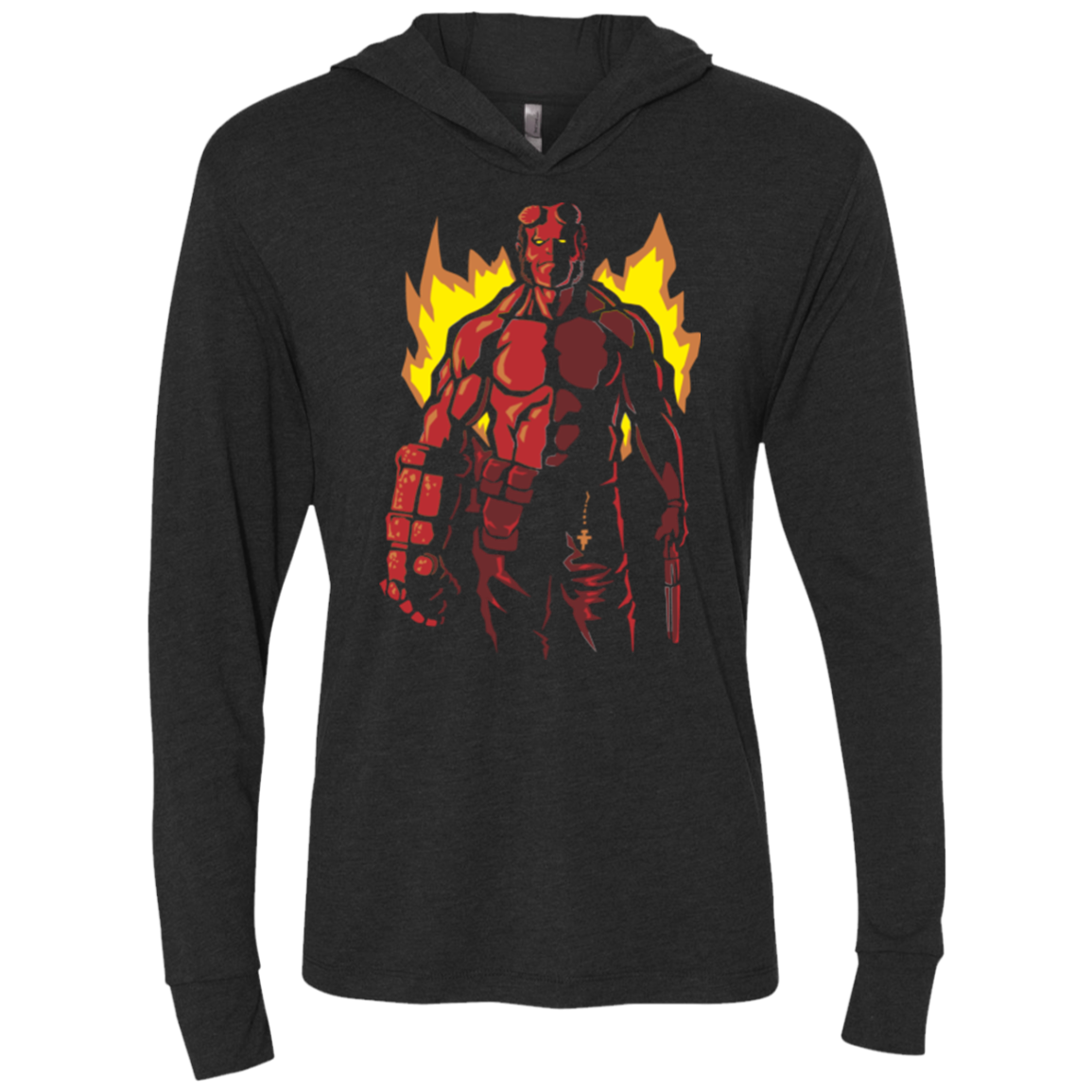 Red Hero Triblend Long Sleeve Hoodie Tee
