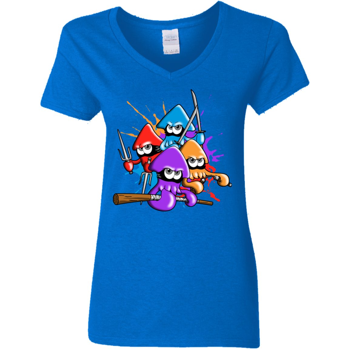 Teenage Mutant Ninja Squids Women's V-Neck T-Shirt