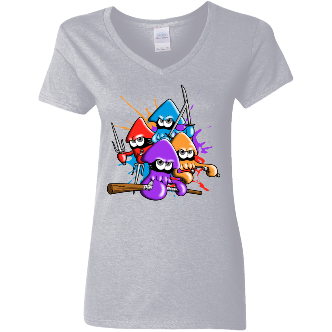 Teenage Mutant Ninja Squids Women's V-Neck T-Shirt