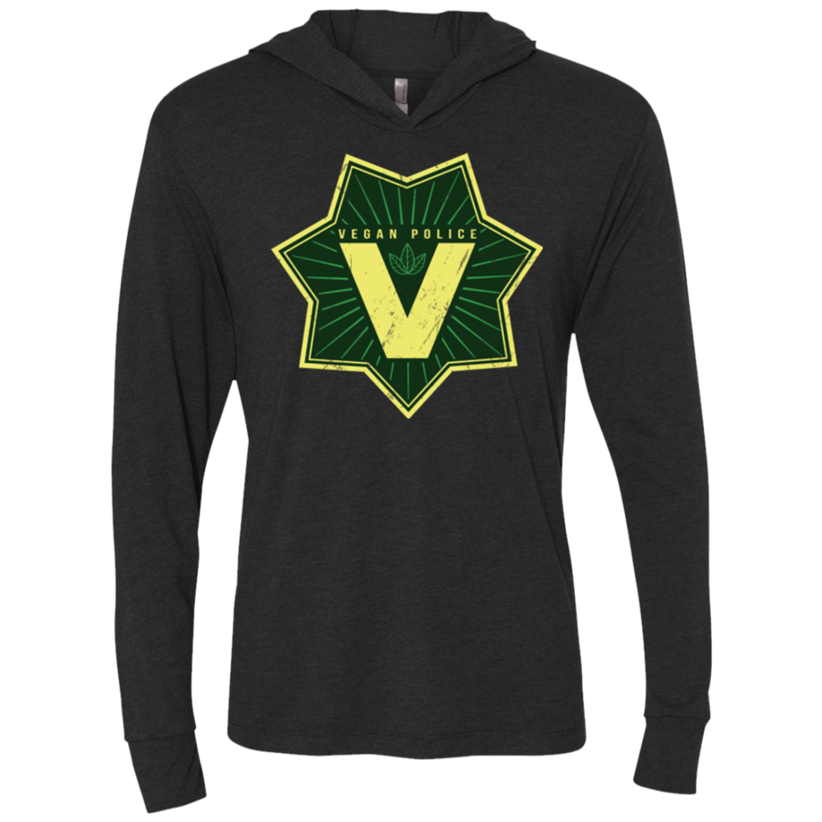 Vegan Police Triblend Long Sleeve Hoodie Tee