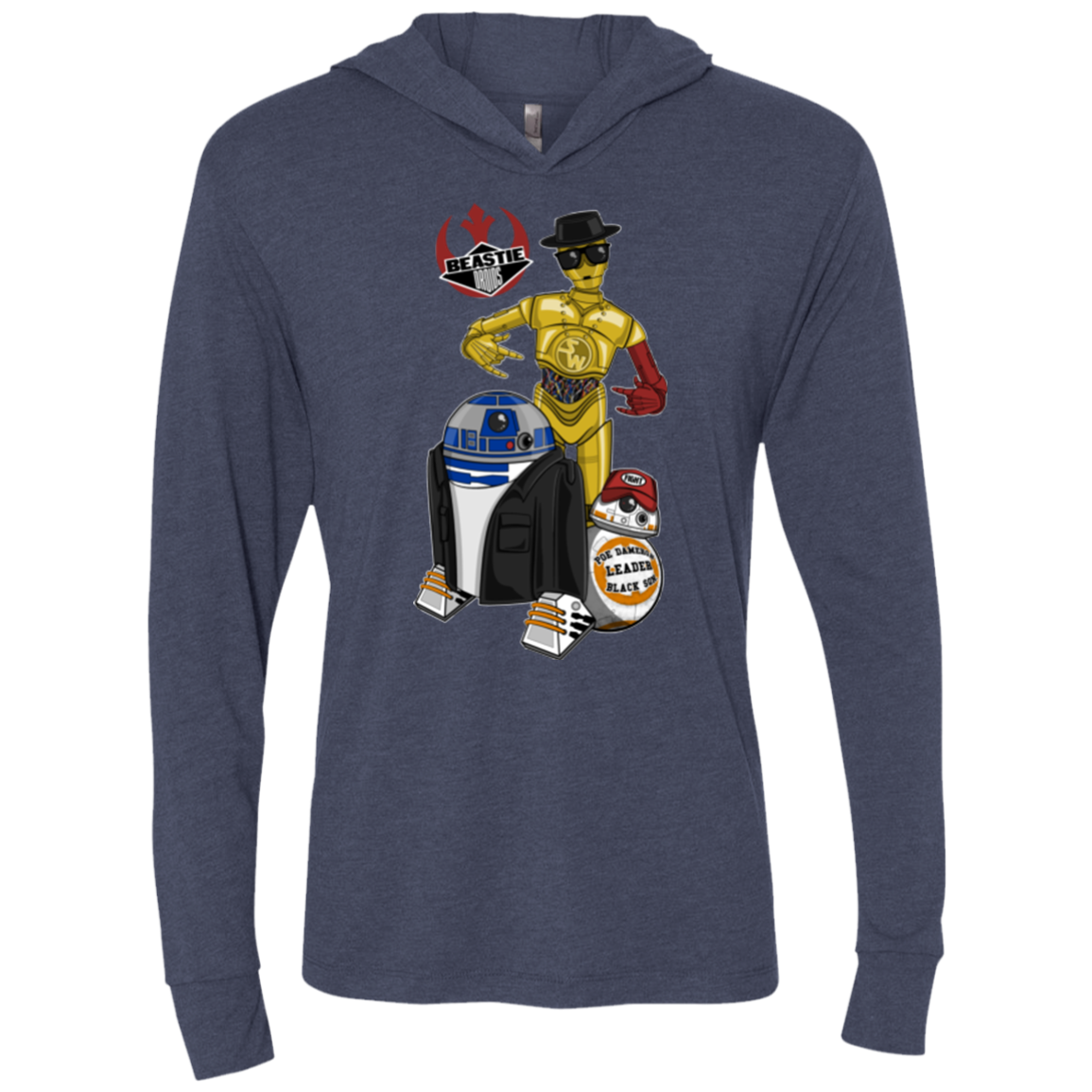 The Beastie Droids Triblend Long Sleeve Hoodie Tee